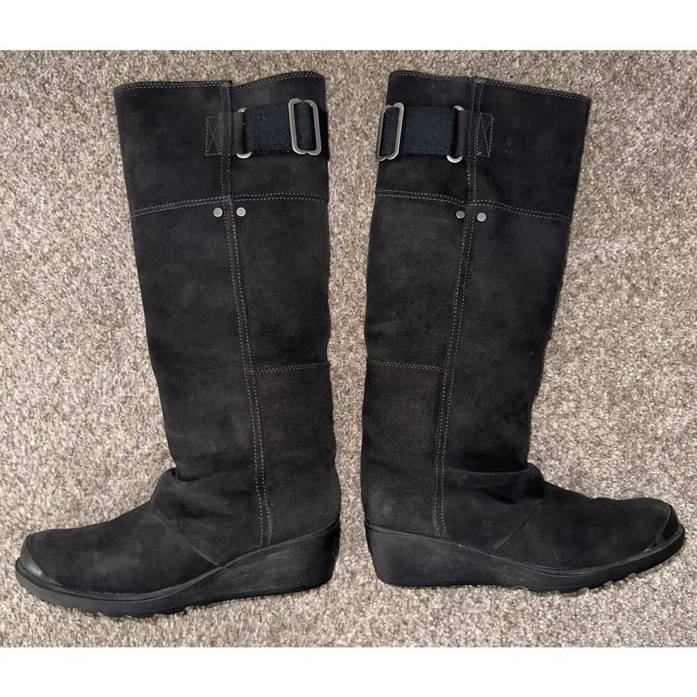 Sorel Toronto Wedge Black Oiled Suede Tall Boot Waterproof Casual - size 7.5